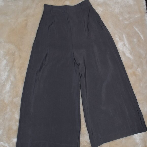 Zara Super High Rise Wide Leg Cropped Gray Dress Pants Women’s Small Work Chic - Picture 4 of 13